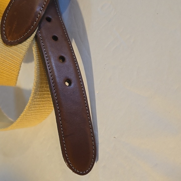 Torino Womens Yellow belt with brown leather ENDS Gold Buckle Sz.L